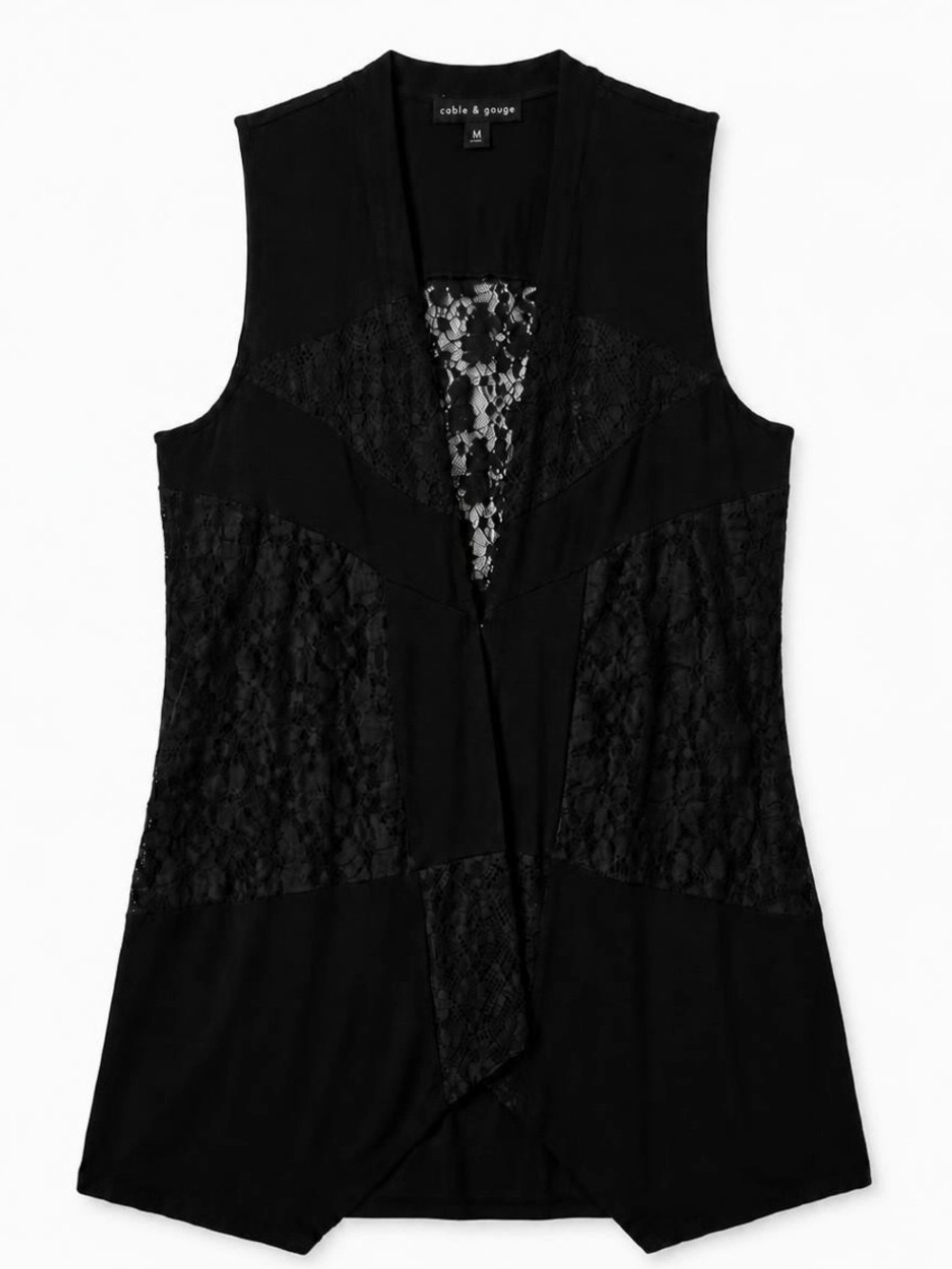 Cable & Gauge Sleeveless Black Lace Panel Top - Size M - GUC